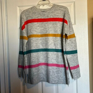 Staccato women’s oversized crew neck gray striped sweater size small